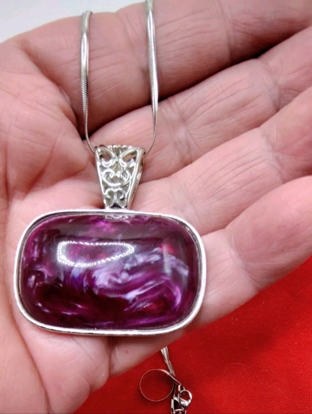 Lia Sophia Grape Purple Chill Amethyst Pendant on Stainless Steel